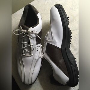 Footjoy Men's White and Brown Golf Shoes